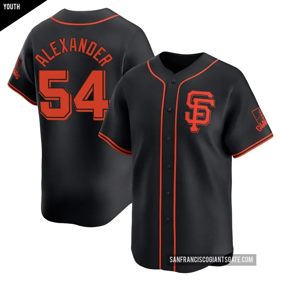 Youth San Francisco Giants ＃54 Scott Alexander Limited Black Alternate Jersey