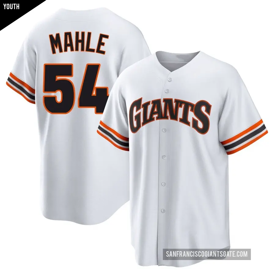 Youth San Francisco Giants ＃54 Tyler Mahle Limited White Throwback Cooperstown Collection Jersey