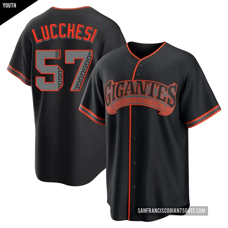 Youth San Francisco Giants ＃57 Joey Lucchesi Replica Black Alternate Jersey