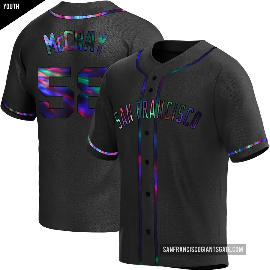 Youth San Francisco Giants ＃58 Grant McCray Replica Black Holographic Alternate Jersey