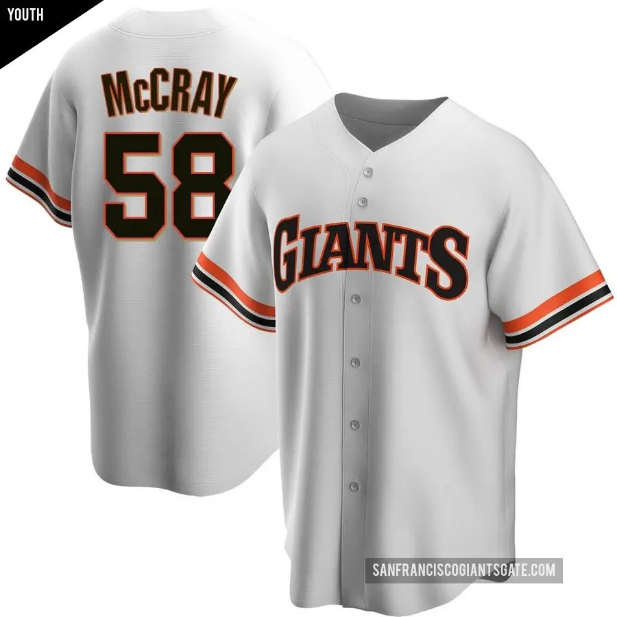 Youth San Francisco Giants ＃58 Grant McCray Replica White Home Cooperstown Collection Jersey