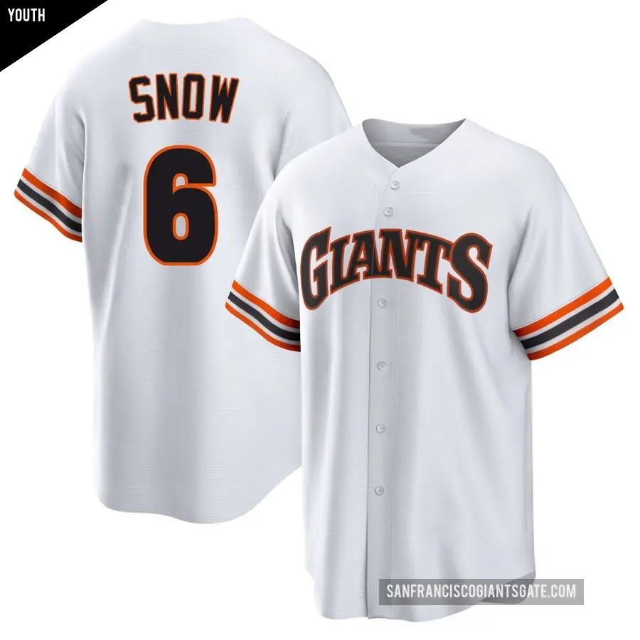 Youth San Francisco Giants ＃6 J.t. Snow Limited White Throwback Cooperstown Collection Jersey