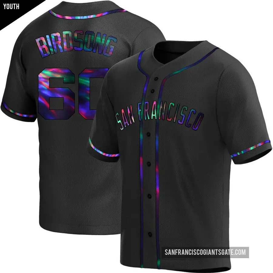 Youth San Francisco Giants ＃60 Hayden Birdsong Replica Black Holographic Alternate Jersey