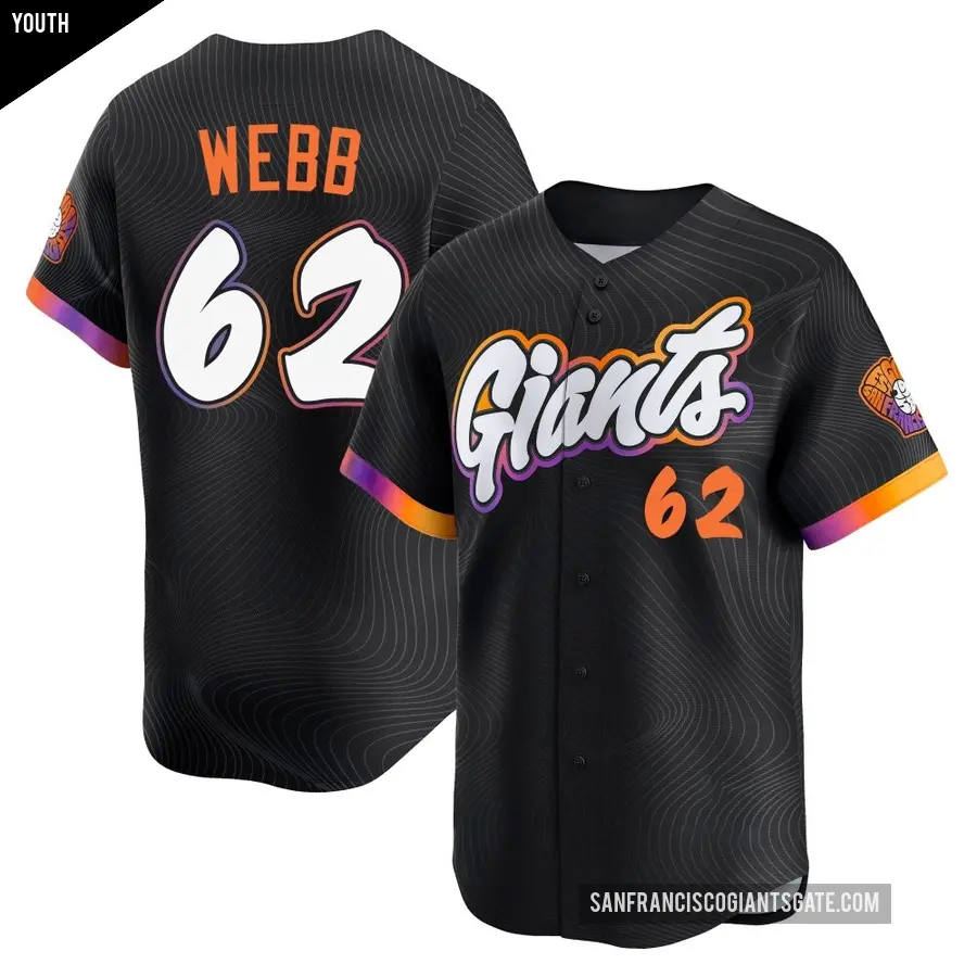 Youth San Francisco Giants ＃62 Logan Webb Limited Anthracite 2025 City Connect Jersey