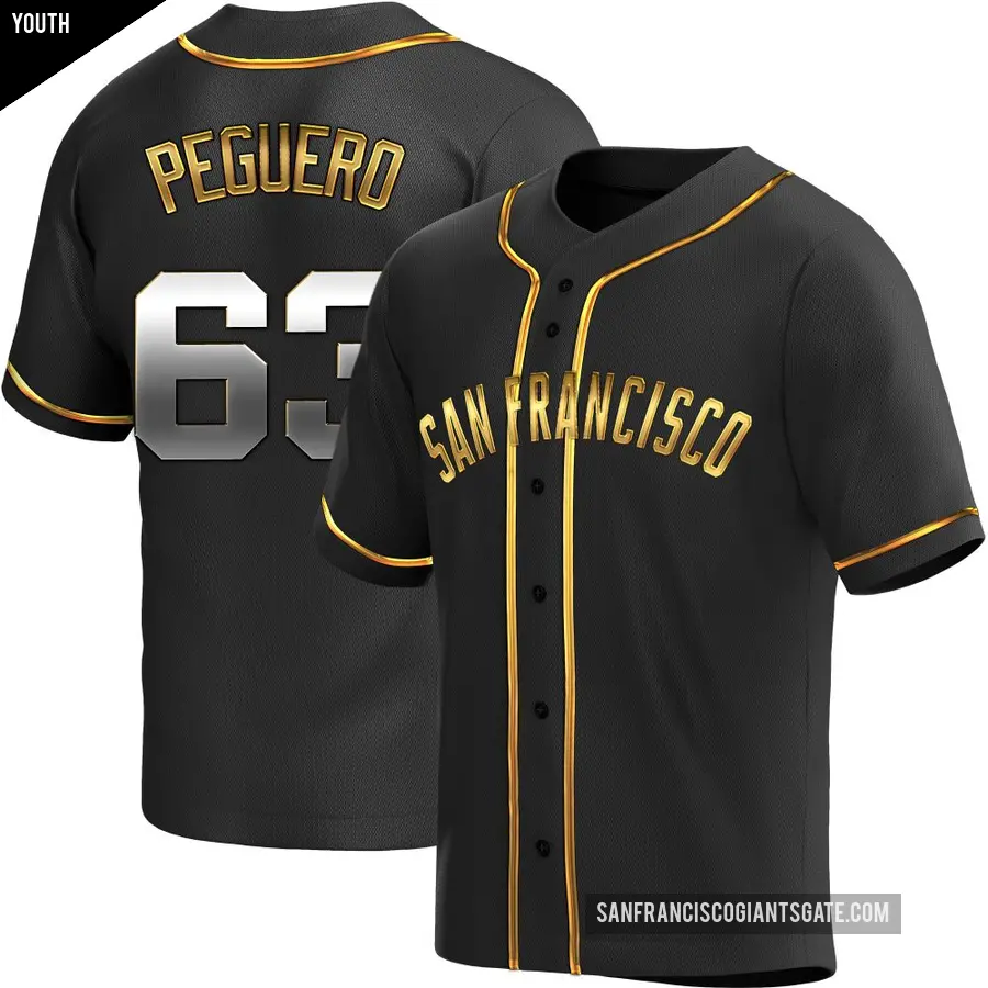 Youth San Francisco Giants ＃63 Joel Peguero Replica Gold Black en Alternate Jersey
