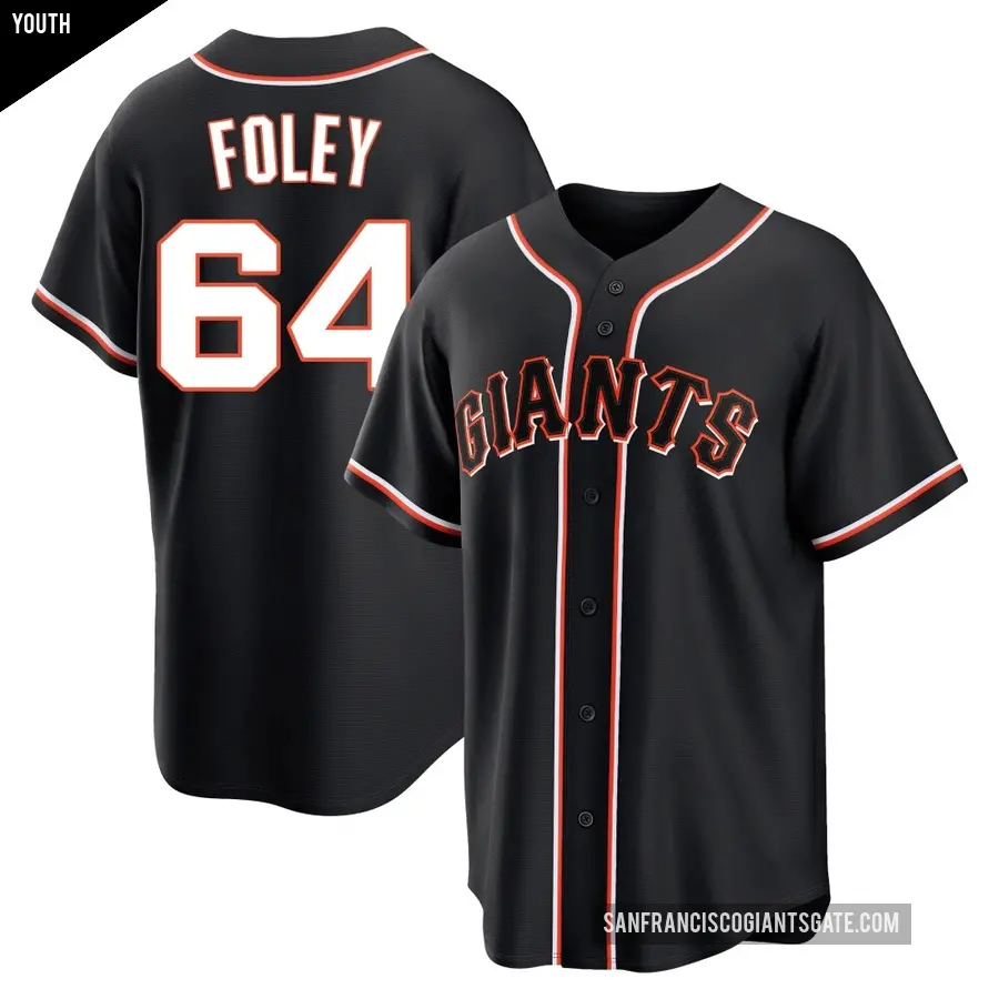 Youth San Francisco Giants ＃64 Jason Foley Replica Black Fashion Out Jersey