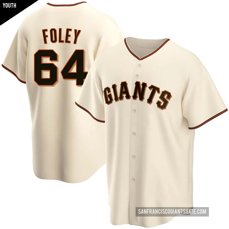 Youth San Francisco Giants ＃64 Jason Foley Replica Cream Home Jersey