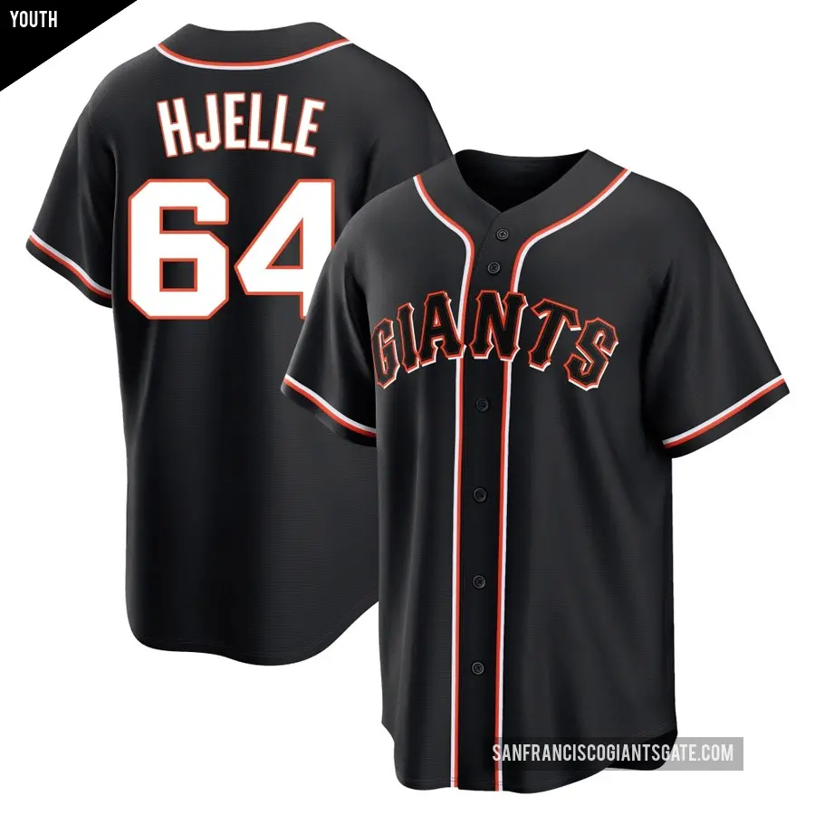 Youth San Francisco Giants ＃64 Sean Hjelle Replica Black Fashion Out Jersey