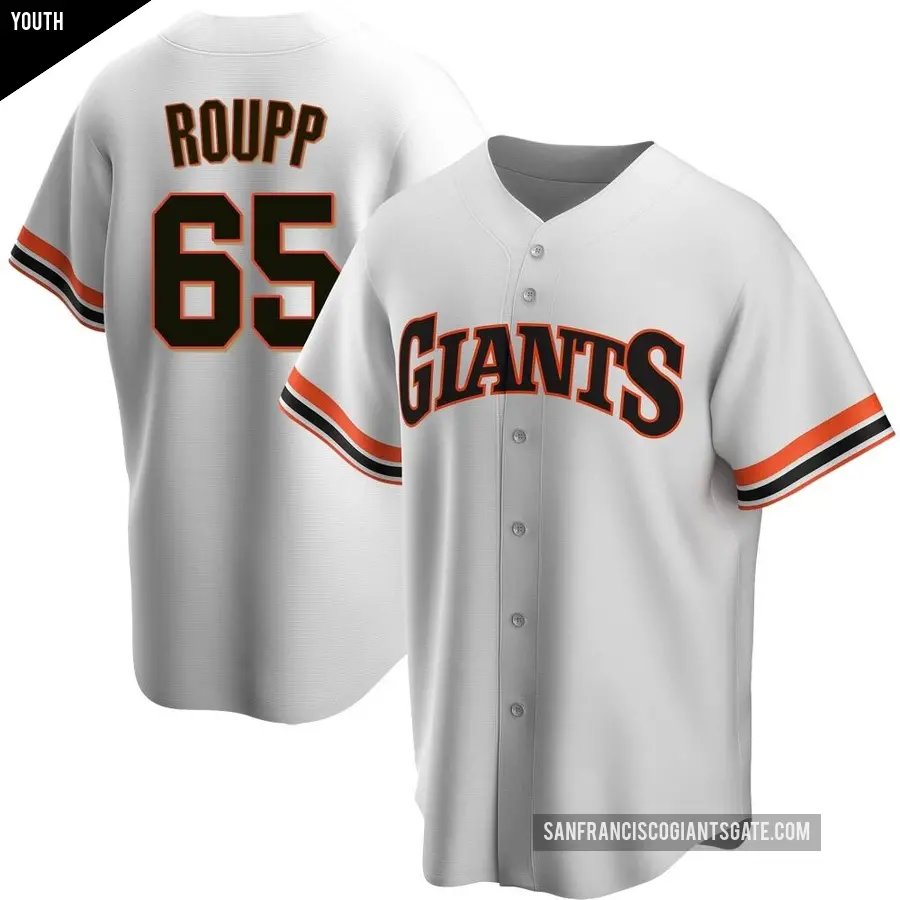 Youth San Francisco Giants ＃65 Landen Roupp Replica White Home Cooperstown Collection Jersey