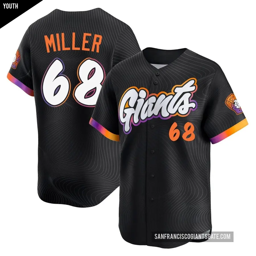 Youth San Francisco Giants ＃68 Erik Miller Limited Anthracite 2025 City Connect Jersey