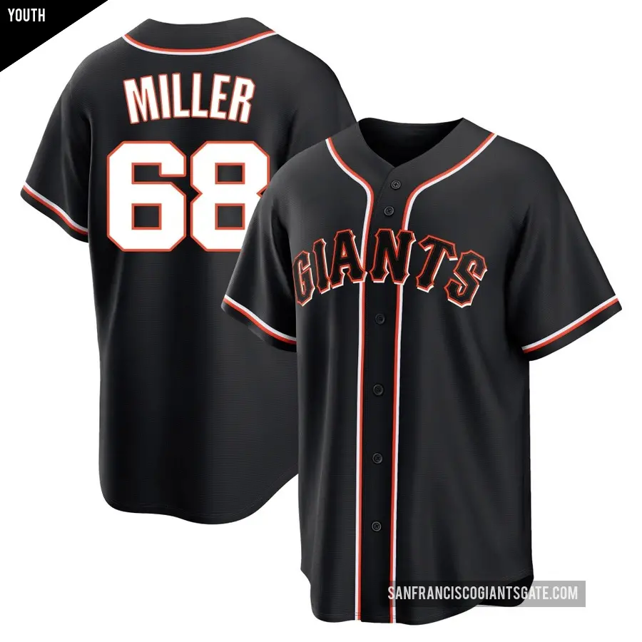 Youth San Francisco Giants ＃68 Erik Miller Replica Black Fashion Out Jersey
