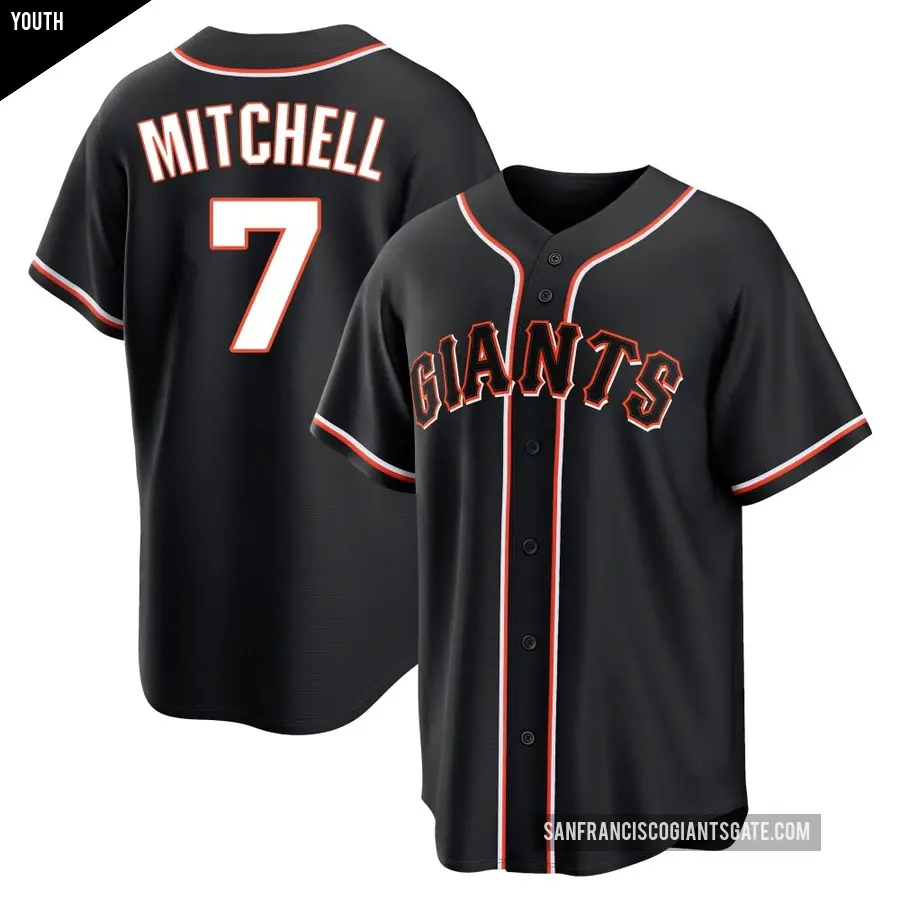 Youth San Francisco Giants ＃7 Kevin Mitchell Replica Black Fashion Out Jersey
