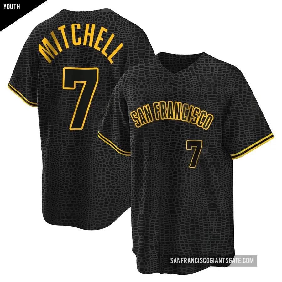 Youth San Francisco Giants ＃7 Kevin Mitchell Replica Black Snake Skin City Jersey