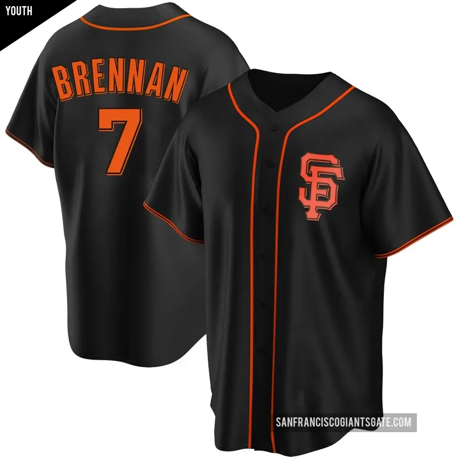 Youth San Francisco Giants ＃7 Will Brennan Replica Black Alternate Jersey