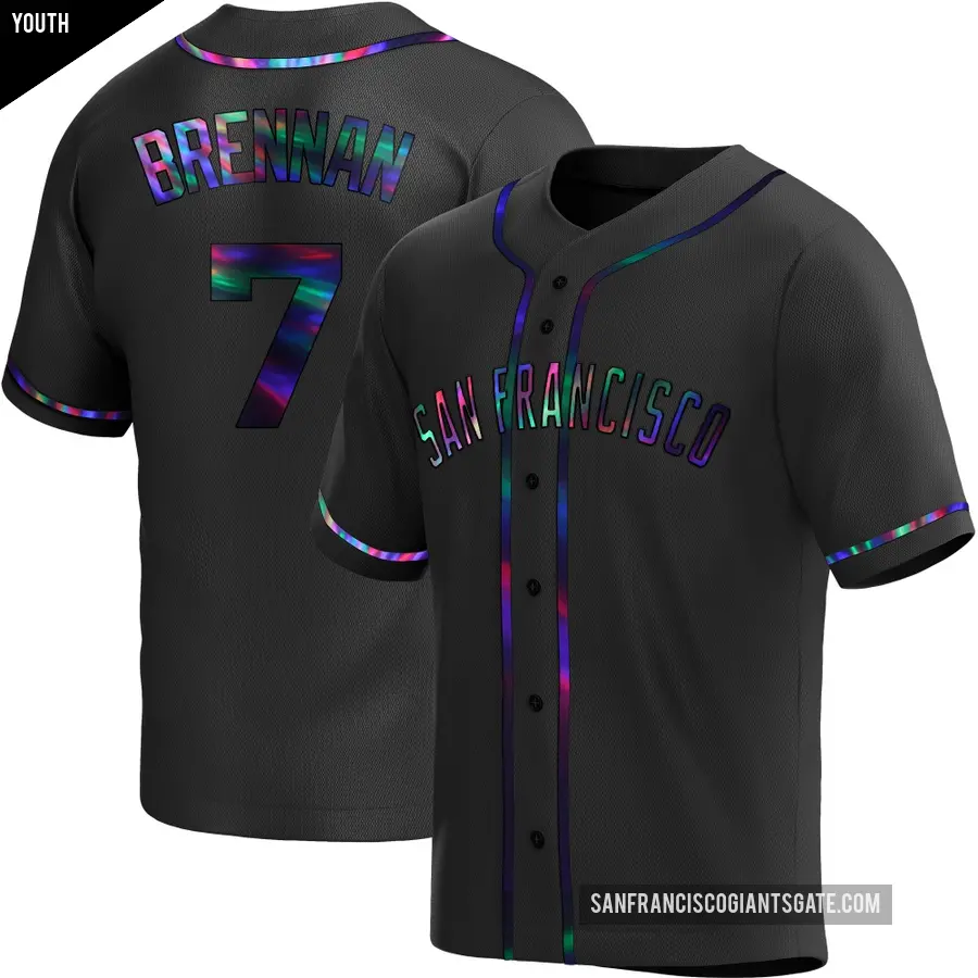 Youth San Francisco Giants ＃7 Will Brennan Replica Black Holographic Alternate Jersey