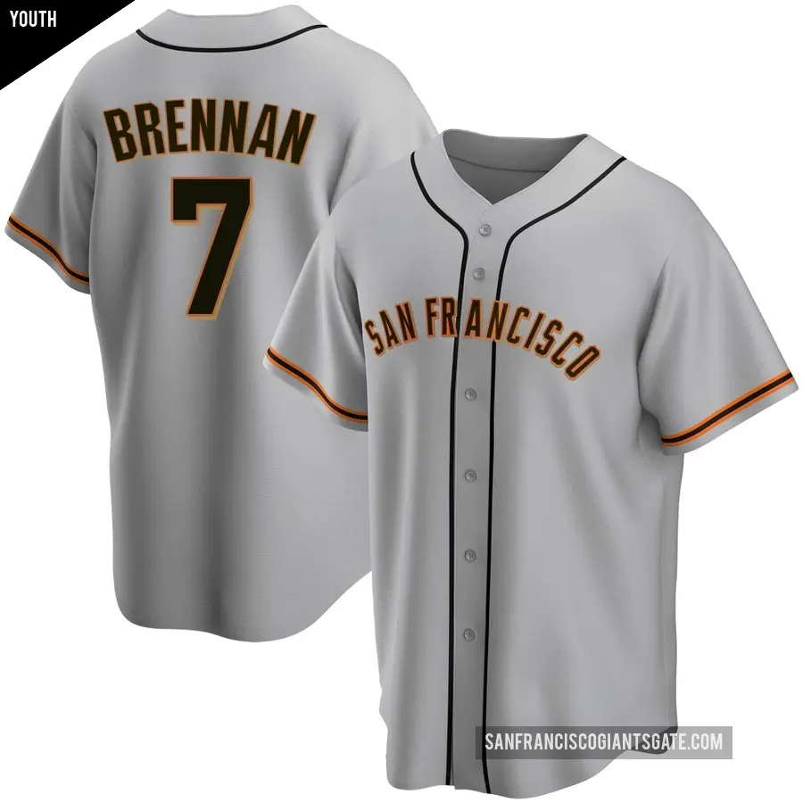 Youth San Francisco Giants ＃7 Will Brennan Replica Gray Road Jersey