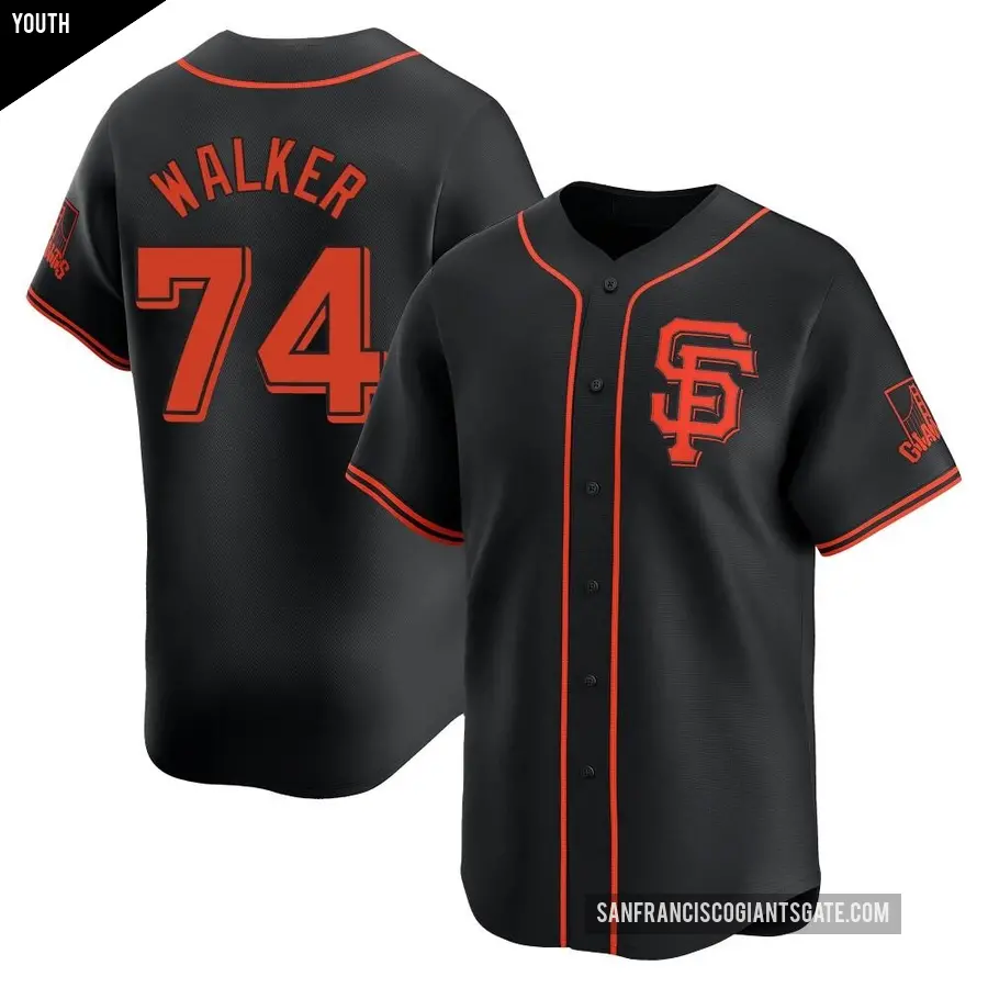 Youth San Francisco Giants ＃74 Ryan Walker Limited Black Alternate Jersey