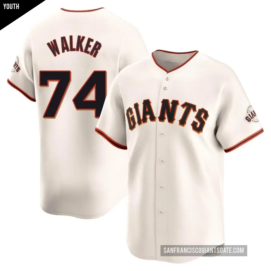 Youth San Francisco Giants ＃74 Ryan Walker Limited Cream Home Jersey