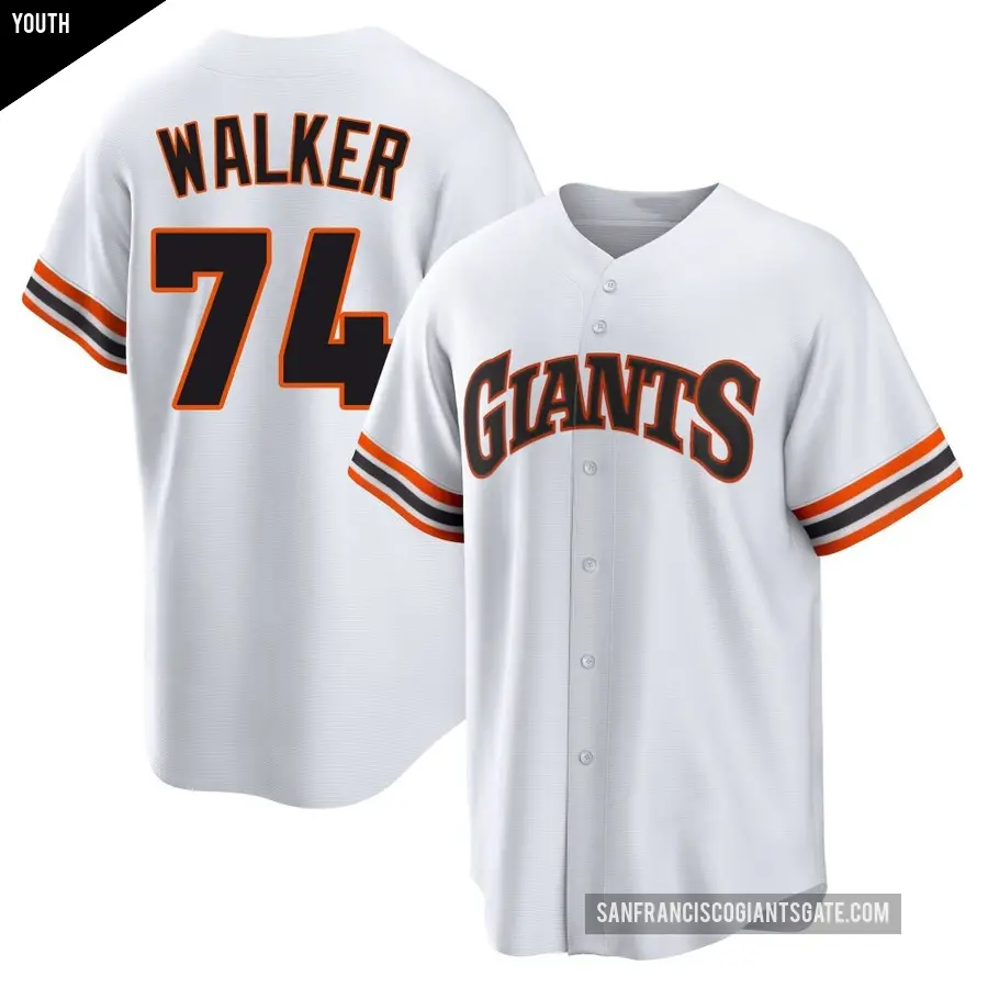 Youth San Francisco Giants ＃74 Ryan Walker Limited White Throwback Cooperstown Collection Jersey