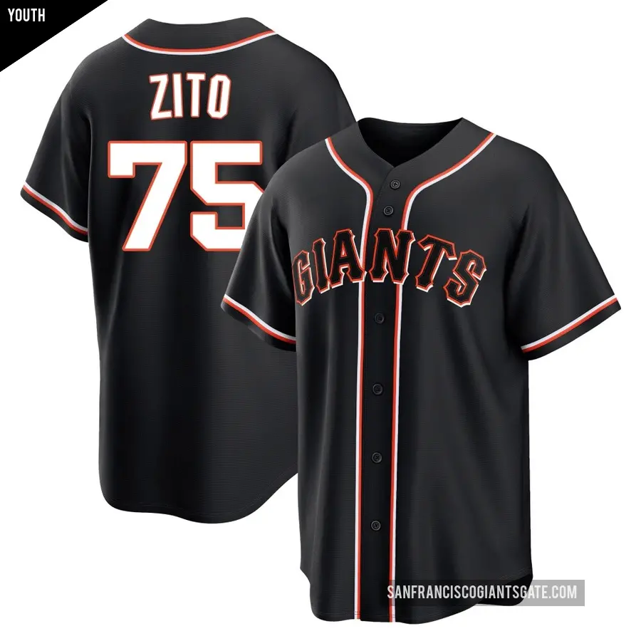 Youth San Francisco Giants ＃75 Barry Zito Replica Black Fashion Out Jersey