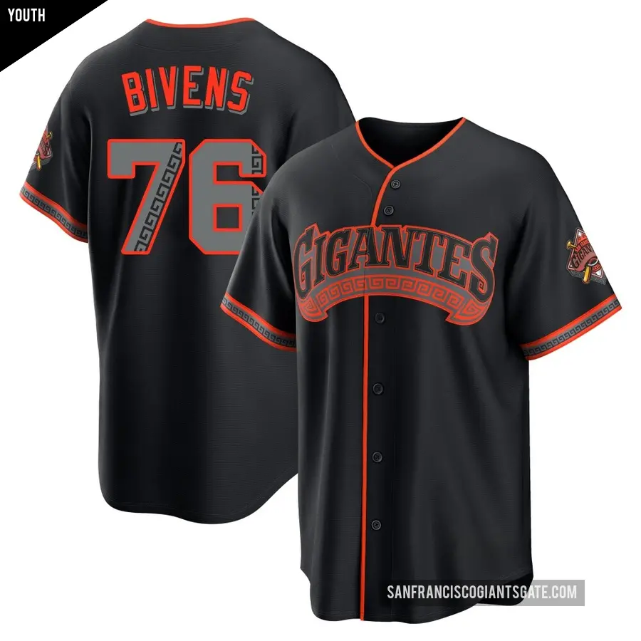 Youth San Francisco Giants ＃76 Spencer Bivens Limited Black Alternate Stadium Jersey