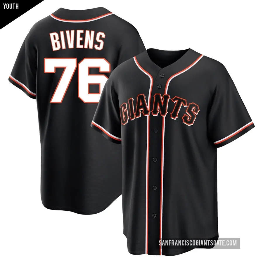 Youth San Francisco Giants ＃76 Spencer Bivens Replica Black Fashion Out Jersey