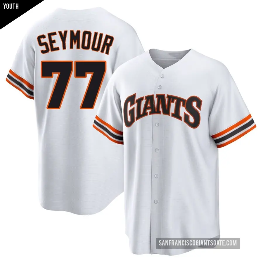Youth San Francisco Giants ＃77 Carson Seymour Limited White Throwback Cooperstown Collection Jersey