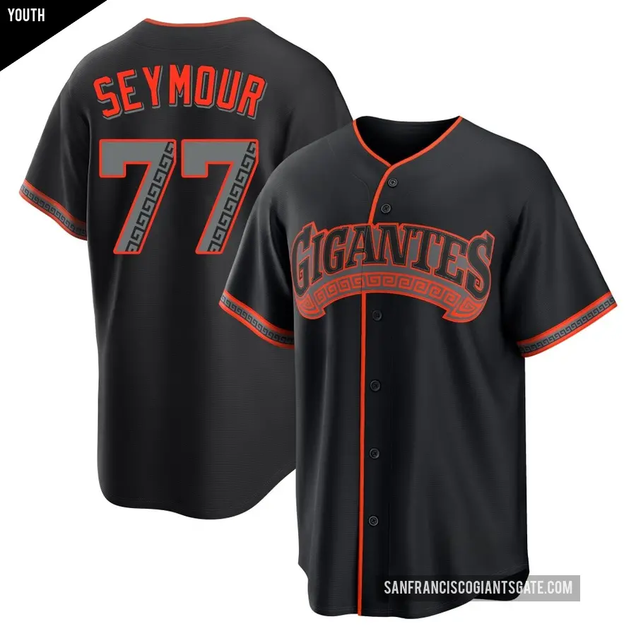 Youth San Francisco Giants ＃77 Carson Seymour Replica Black Alternate Jersey