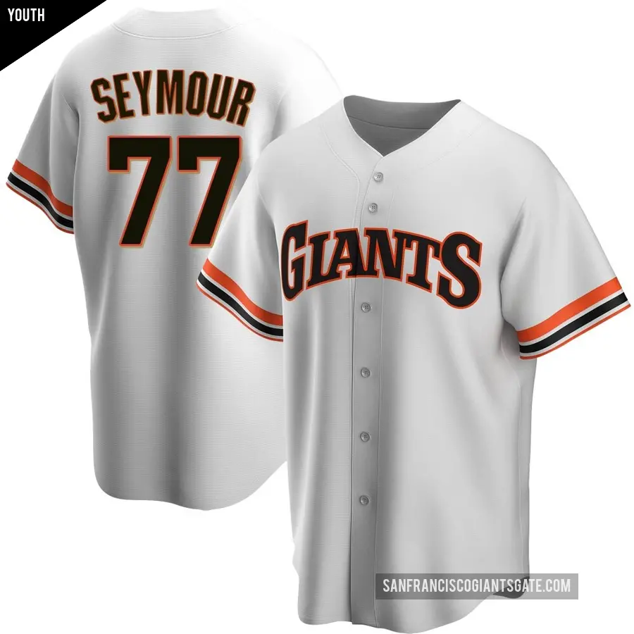 Youth San Francisco Giants ＃77 Carson Seymour Replica White Home Cooperstown Collection Jersey
