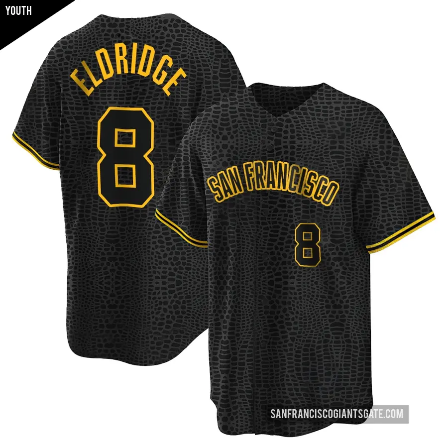 Youth San Francisco Giants ＃8 Bryce Eldridge Replica Black Snake Skin City Jersey