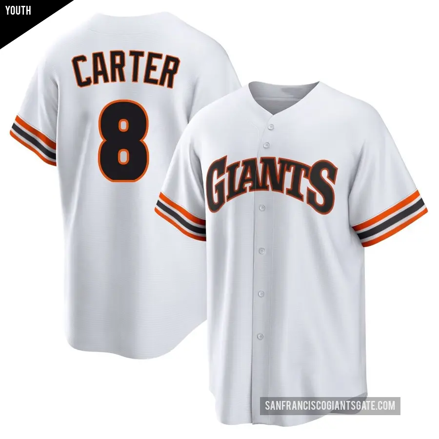 Youth San Francisco Giants ＃8 Gary Carter Limited White Throwback Cooperstown Collection Jersey