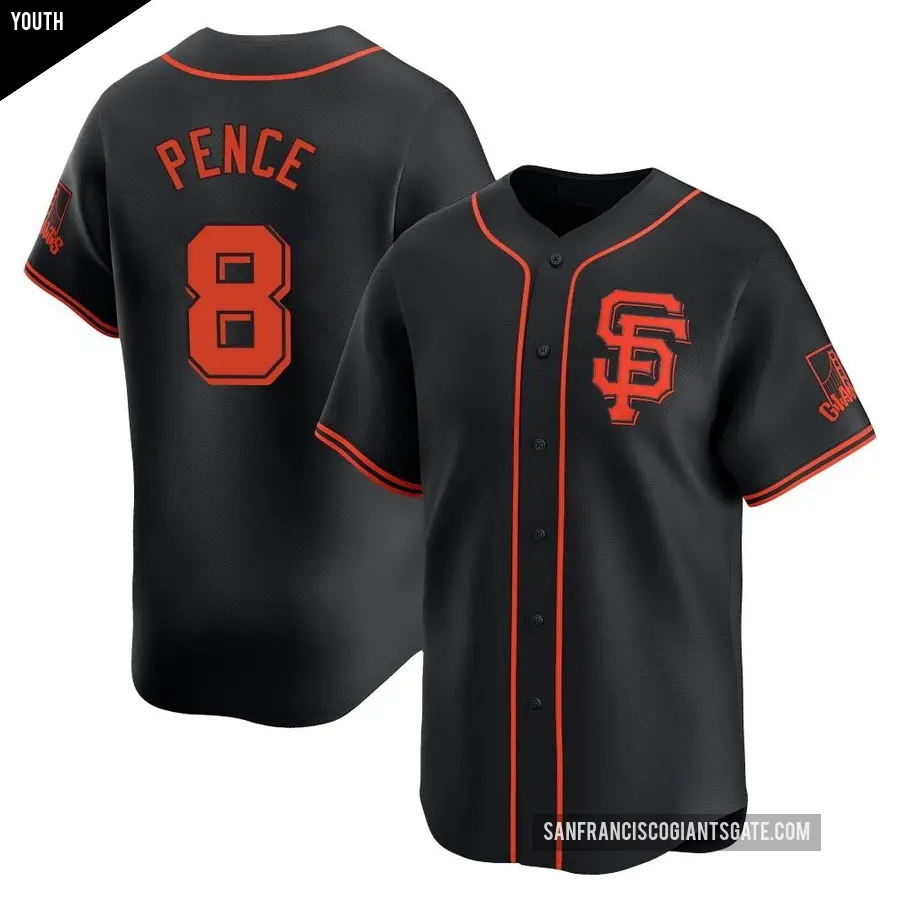 Youth San Francisco Giants ＃8 Hunter Pence Limited Black Alternate Jersey