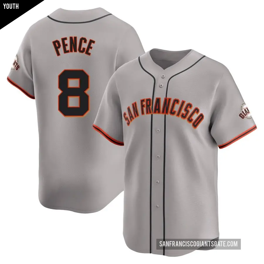 Youth San Francisco Giants ＃8 Hunter Pence Limited Gray Away Jersey