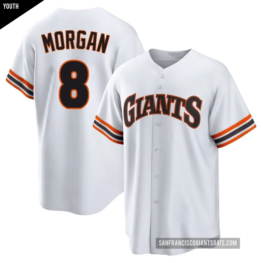 Youth San Francisco Giants ＃8 Joe Morgan Limited White Throwback Cooperstown Collection Jersey