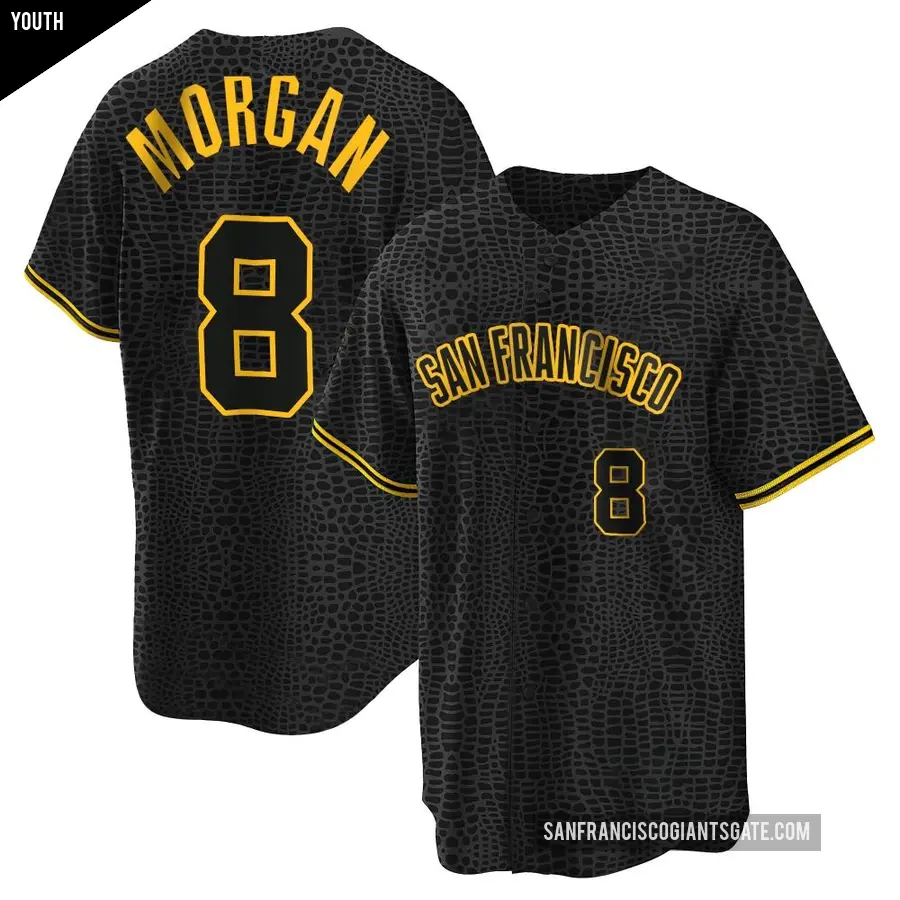 Youth San Francisco Giants ＃8 Joe Morgan Replica Black Snake Skin City Jersey