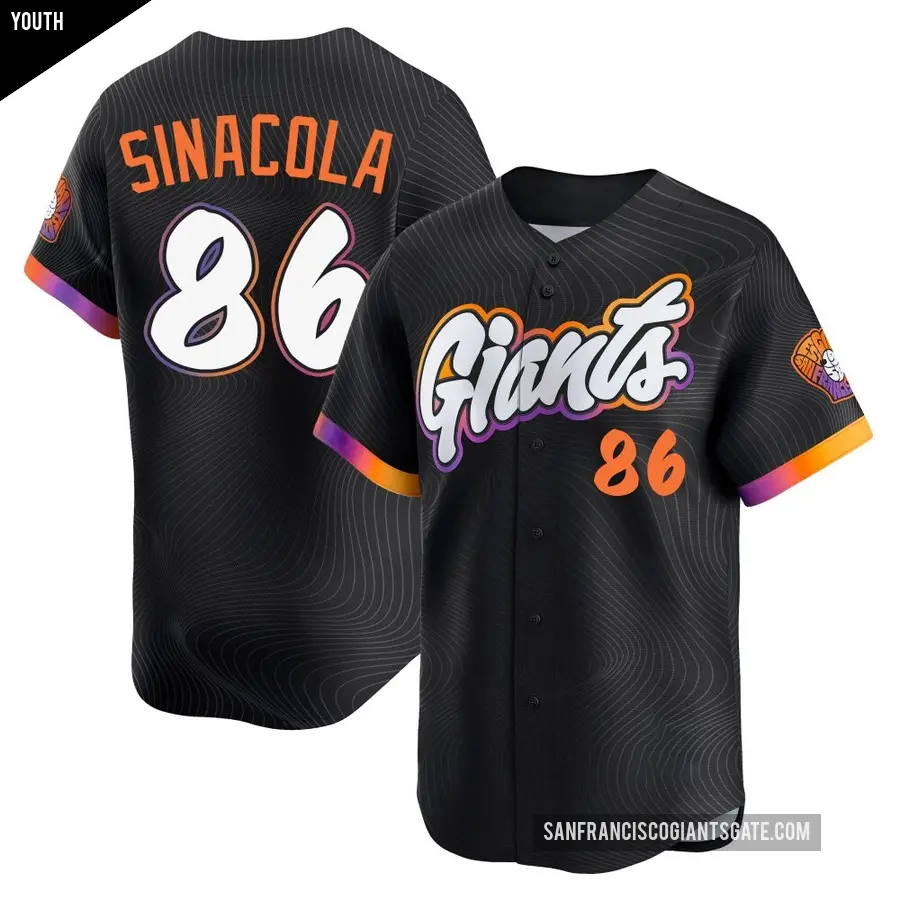 Youth San Francisco Giants ＃86 Nicholas Sinacola Limited Anthracite 2025 City Connect Jersey