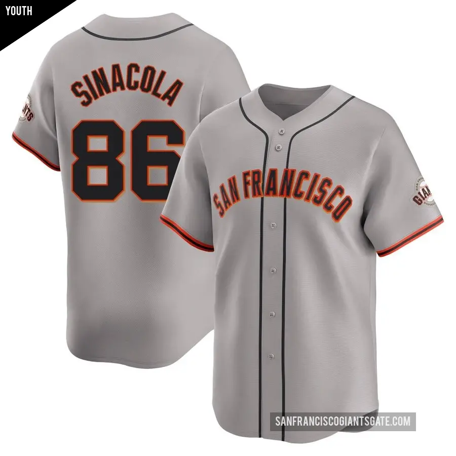 Youth San Francisco Giants ＃86 Nicholas Sinacola Limited Gray Away Jersey