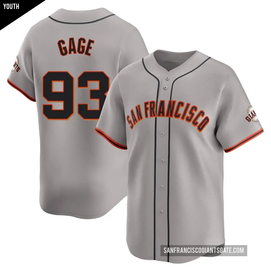 Youth San Francisco Giants ＃93 Matt Gage Limited Gray Away Jersey