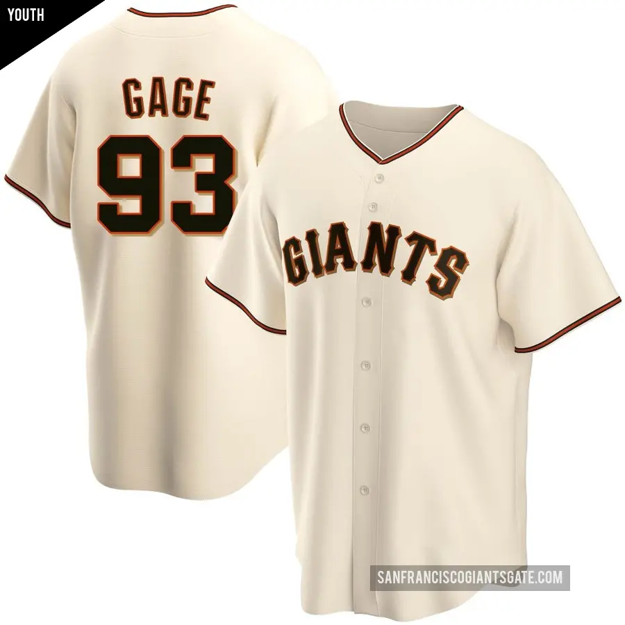 Youth San Francisco Giants ＃93 Matt Gage Replica Cream Home Jersey