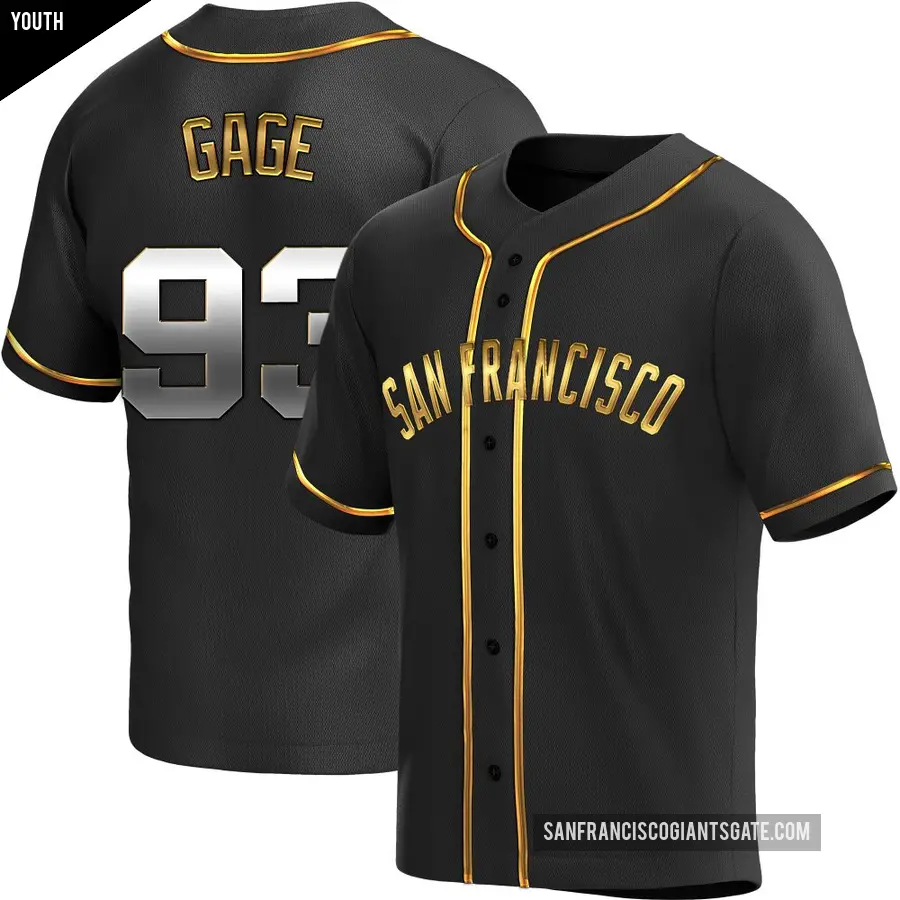 Youth San Francisco Giants ＃93 Matt Gage Replica Gold Black en Alternate Jersey