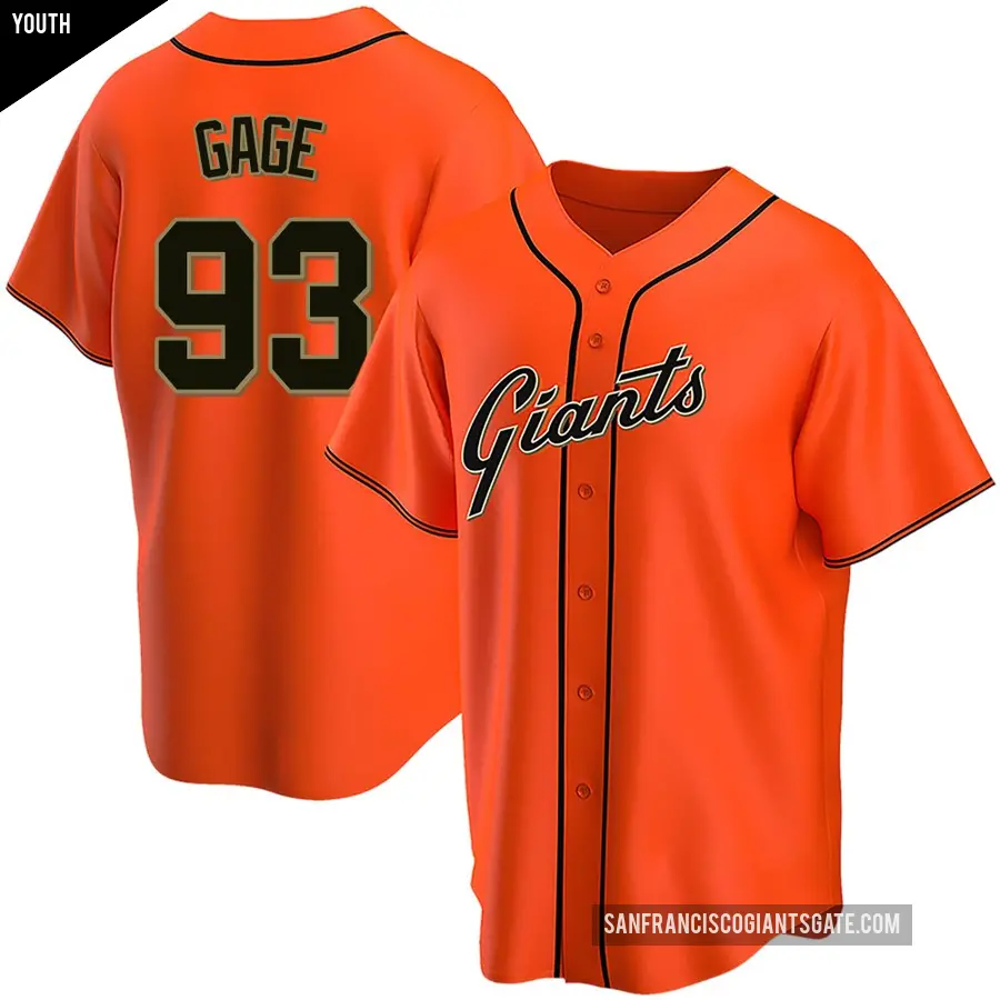 Youth San Francisco Giants ＃93 Matt Gage Replica Orange Alternate Jersey